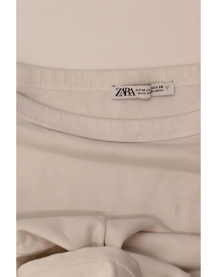 Zara Γυναικείο T-Shirt T-Shirt Top UK 12 Medium White