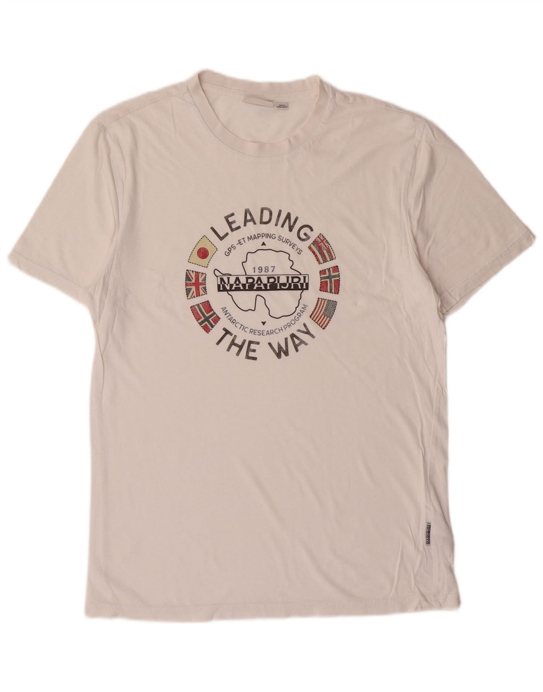 Μπλουζάκι Napapijri Ανδρικό γραφικό T-Shirt Small Off White Βαμβακερό