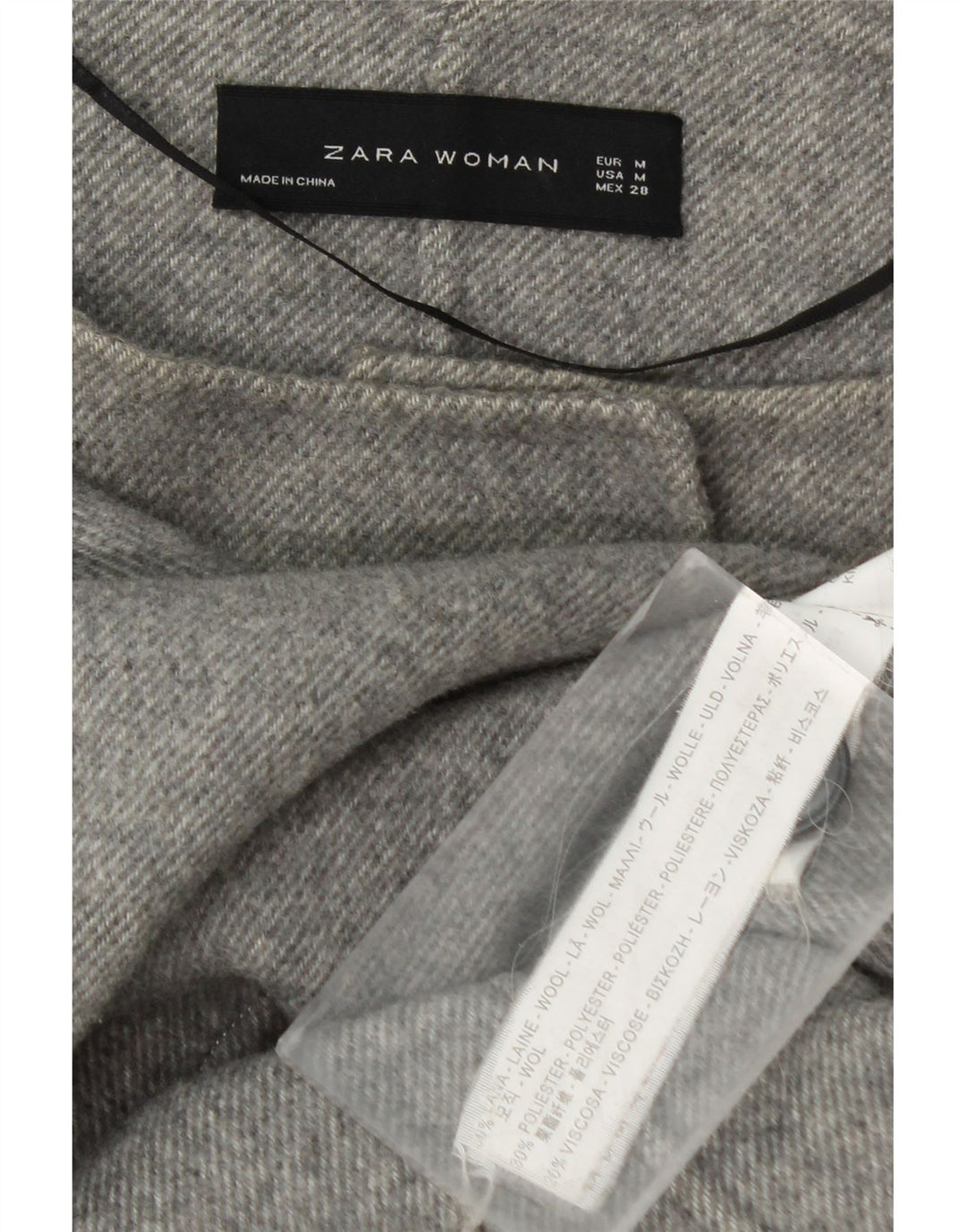 Zara Γυναικείο παλτό με διπλό στήθος UK 12 μεσαίο γκρι μαλλί
