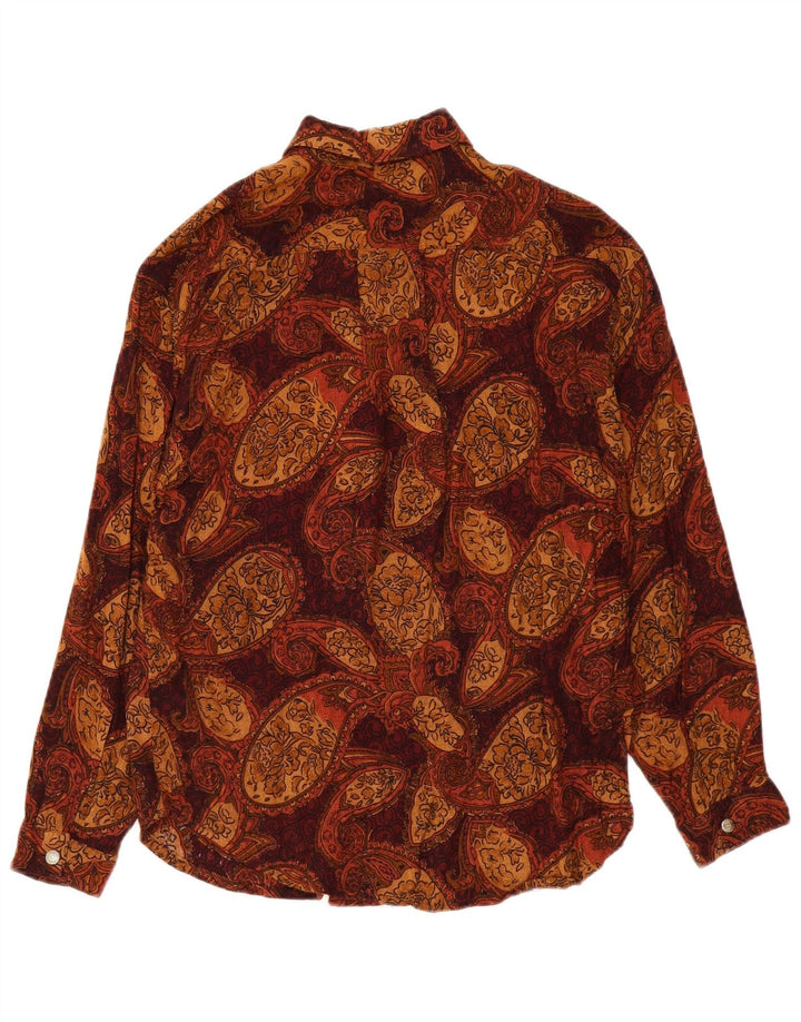 Vintage γυναικείο πουκάμισο UK 16 Large καφέ Paisley Polyester