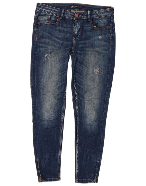 Zara Womens Distressed Skinny Jeans EU 38 Small W28 L27 Blue
