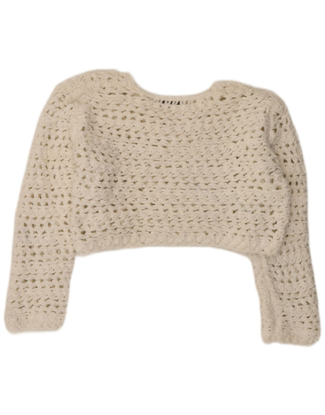 Zara Γυναικείο πουλόβερ υπερμεγέθη Crop Crew Neck Jumper UK 14 Medium White