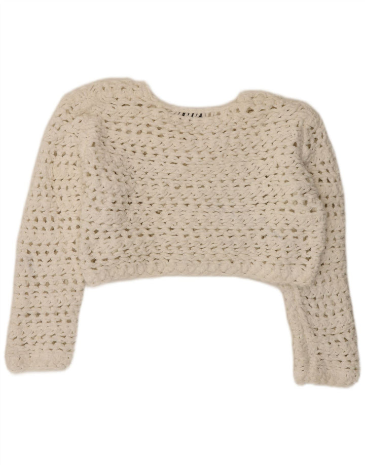 Zara Γυναικείο πουλόβερ υπερμεγέθη Crop Crew Neck Jumper UK 14 Medium White