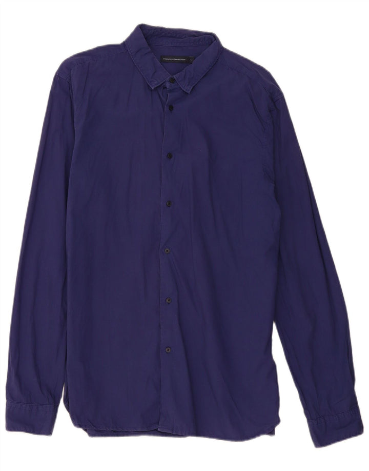 French Connection Ανδρικό πουκάμισο Slim Fit Μεγάλο Navy Blue από βαμβάκι