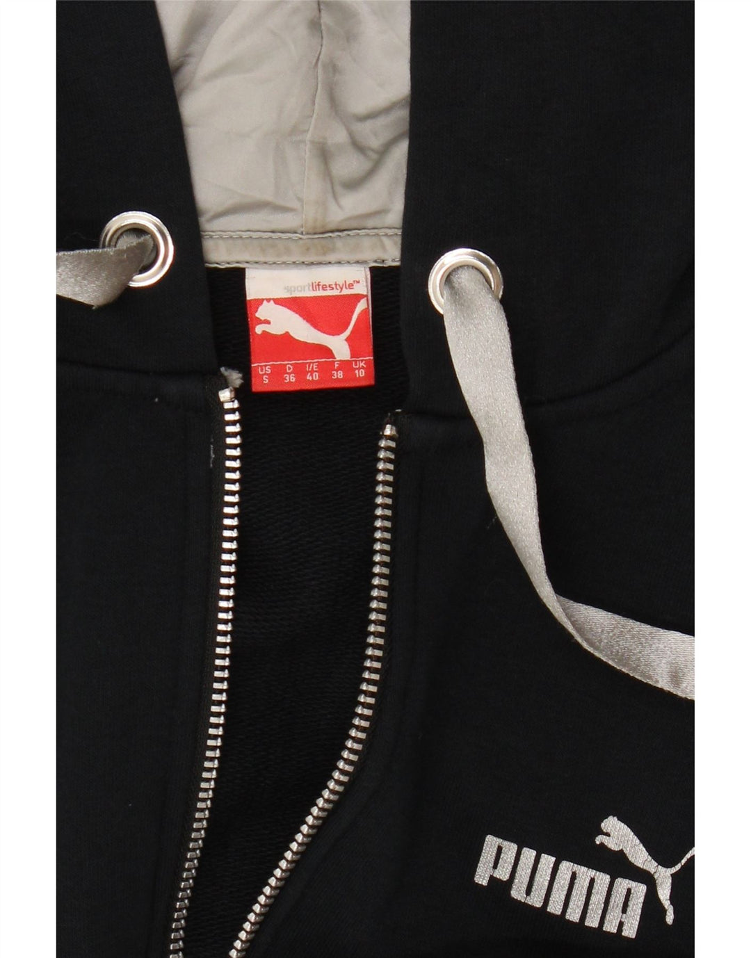 Puma Γυναικείο πουλόβερ με κουκούλα με φερμουάρ UK 10 Small Navy Blue