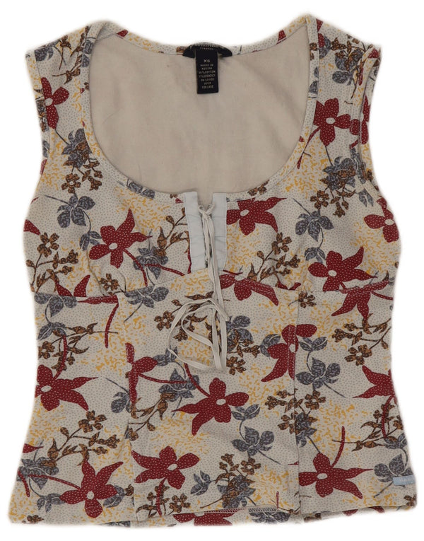Γυναικεία μπλούζα American Eagle Top UK 4 XS Λευκό φλοράλ βαμβακερό