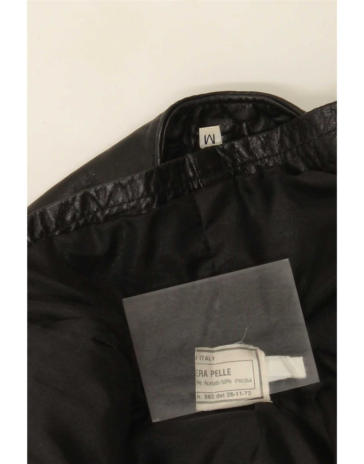 Vintage Γυναικείο Δερμάτινο Gilet UK 12 Medium Black