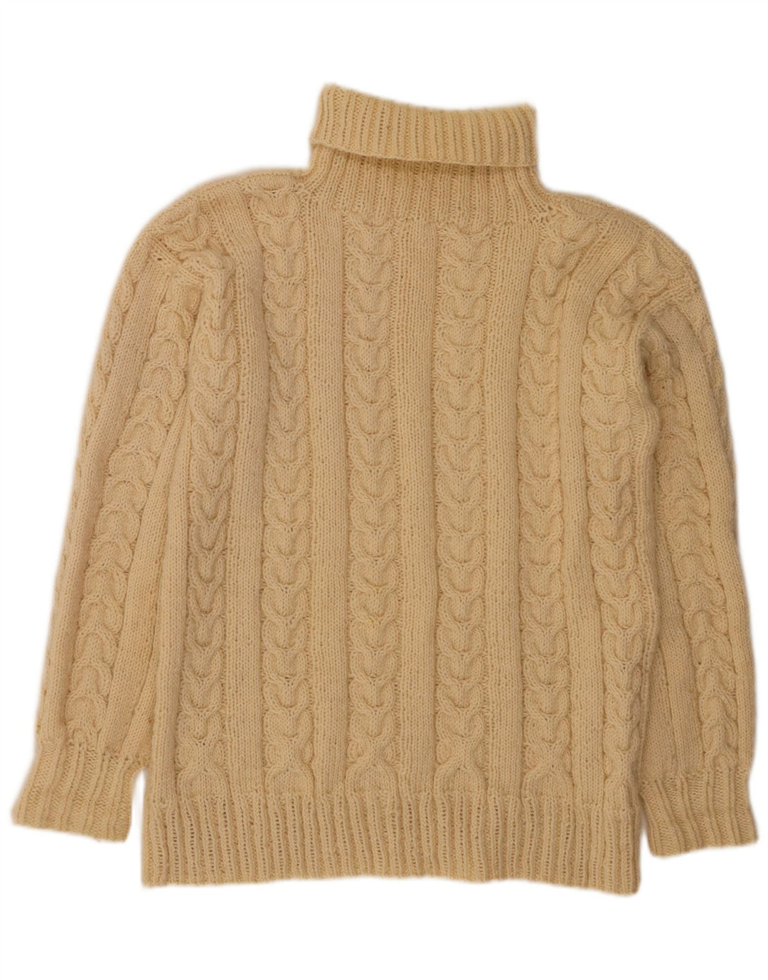 VINTAGE Γυναικείο πουλόβερ με ρολό λαιμόκοψη UK 14 Large Off White