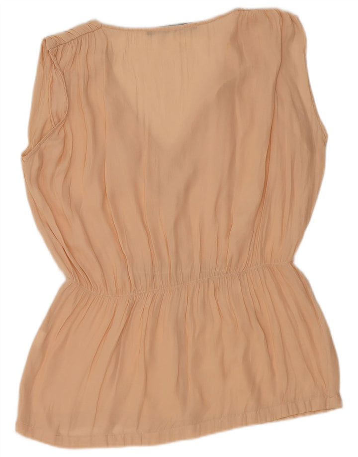 Zara Γυναικεία Αμάνικη Μπλούζα Τοπ UK 14 Medium Beige Polyester