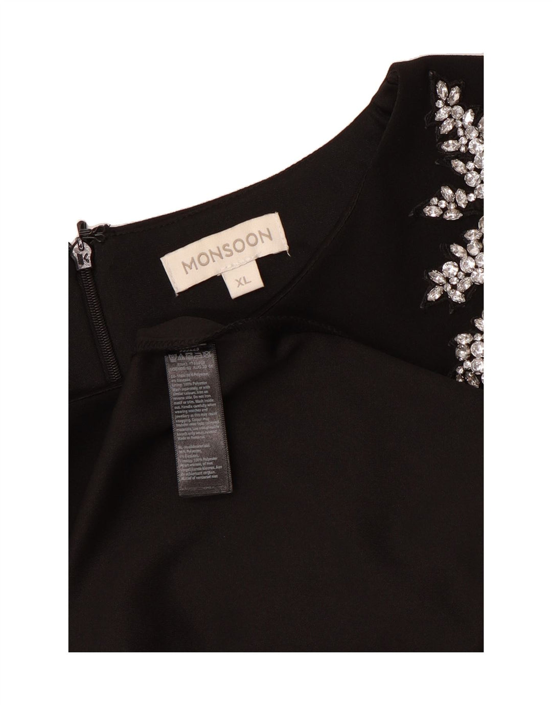 MONSOON Womens Sleeveless Sheath Dress UK 18 XL Black Polyester Vintage Monsoon and Second-Hand Monsoon from Messina Hembry 