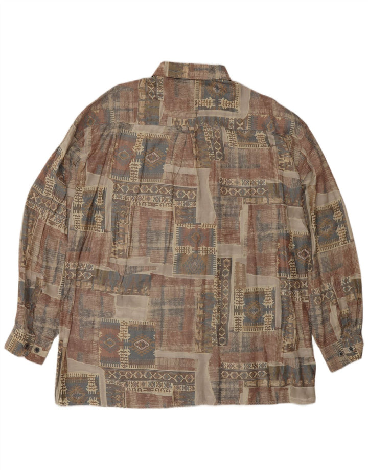 ANGELO LITRICO Ανδρικό πουκάμισο μέγεθος 43/44 XL μπεζ γεωμετρική βισκόζη Aztec