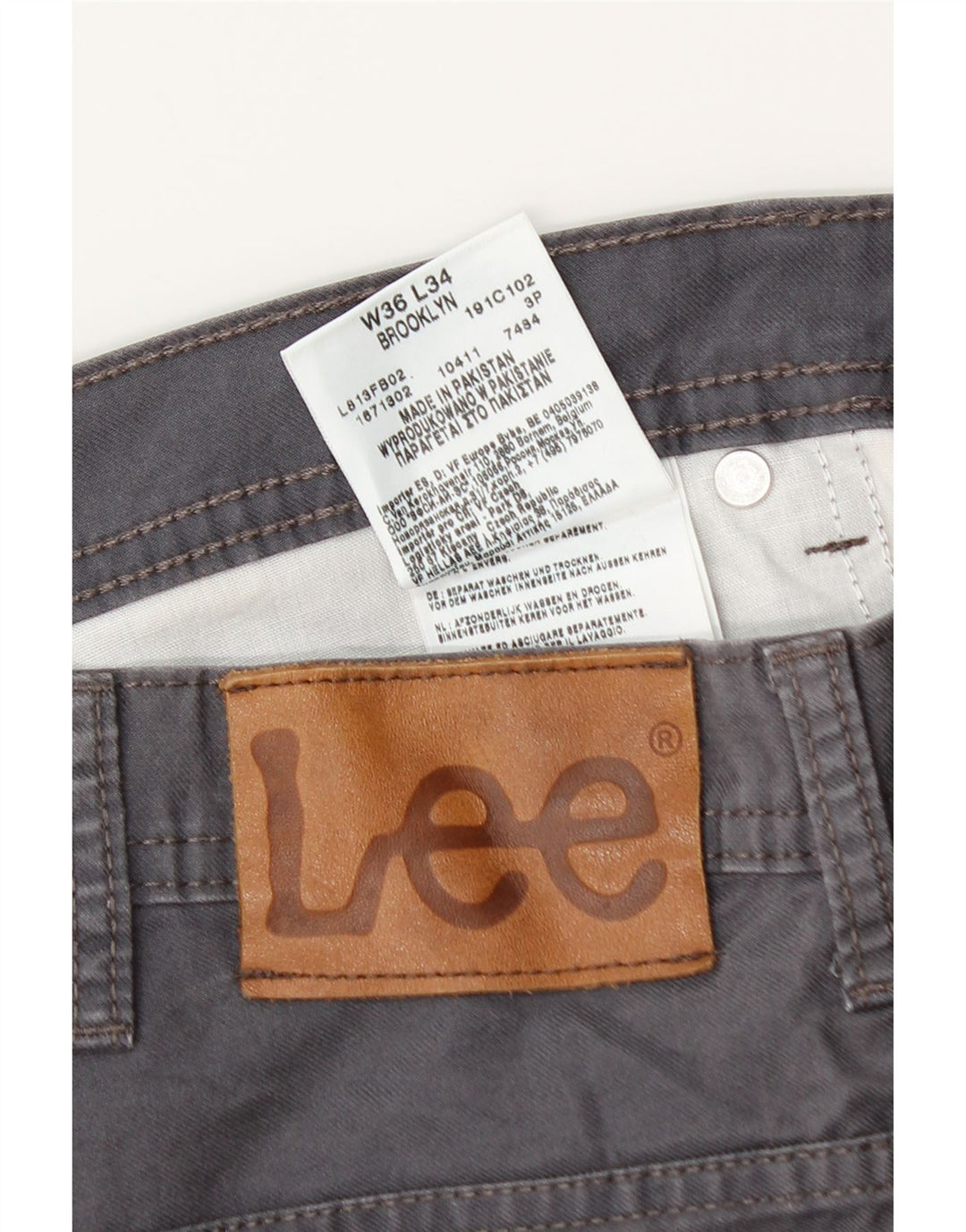 Lee Mens Brooklyn Straight Casual Παντελόνι W36 L32 Γκρι βαμβακερό