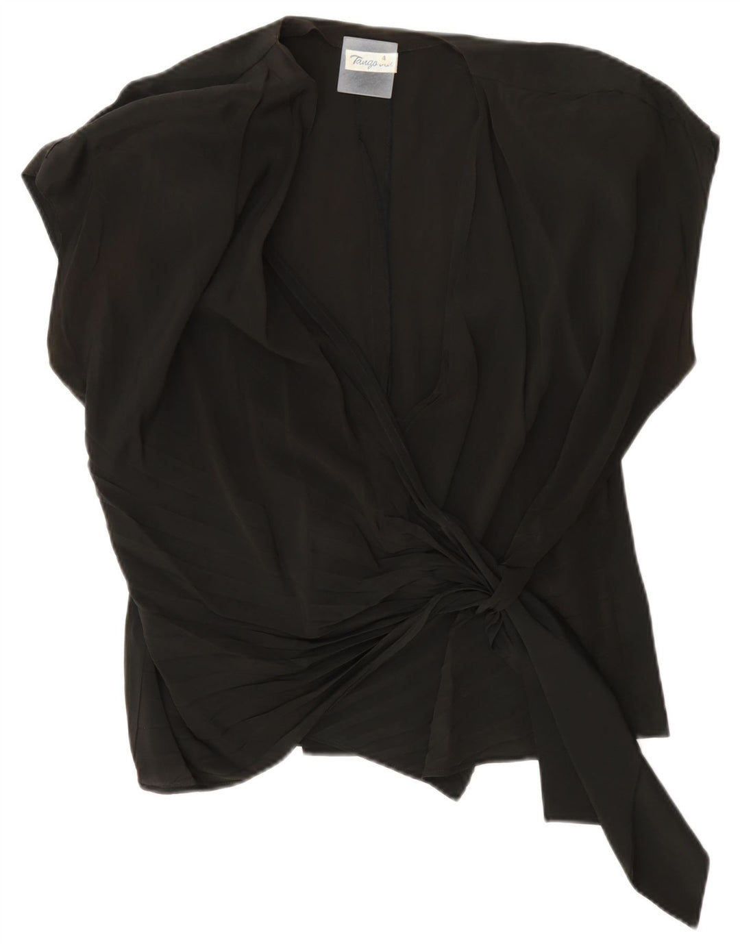 Vintage γυναικεία υπερμεγέθη wrap μπλούζα Top US 4 Small Black Acetate