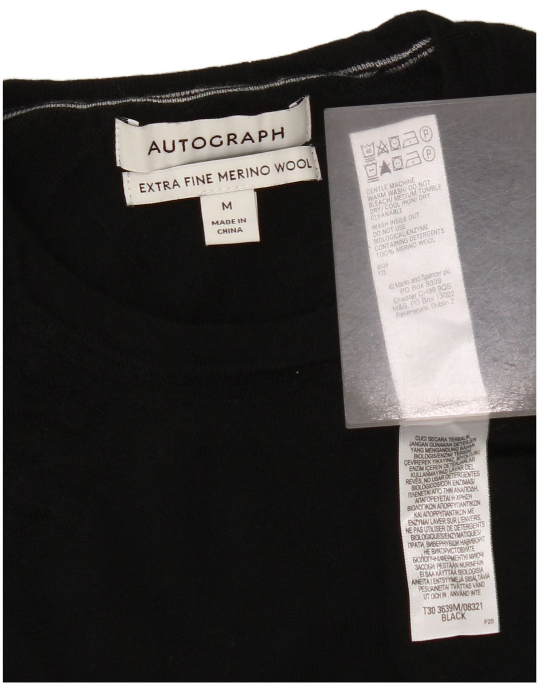 Ανδρικό πουλόβερ Marks & Spencer Autograph Crew Neck Jumper Μεσαίο Μαύρο