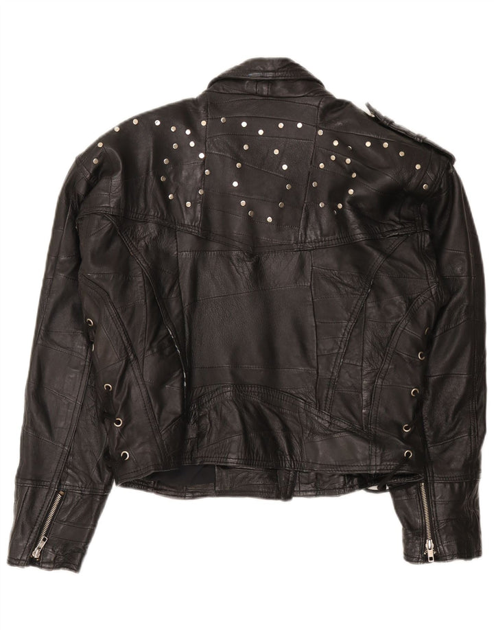 Vintage Γυναικείο Biker Δερμάτινο Μπουφάν IT 42 Medium Black Leather