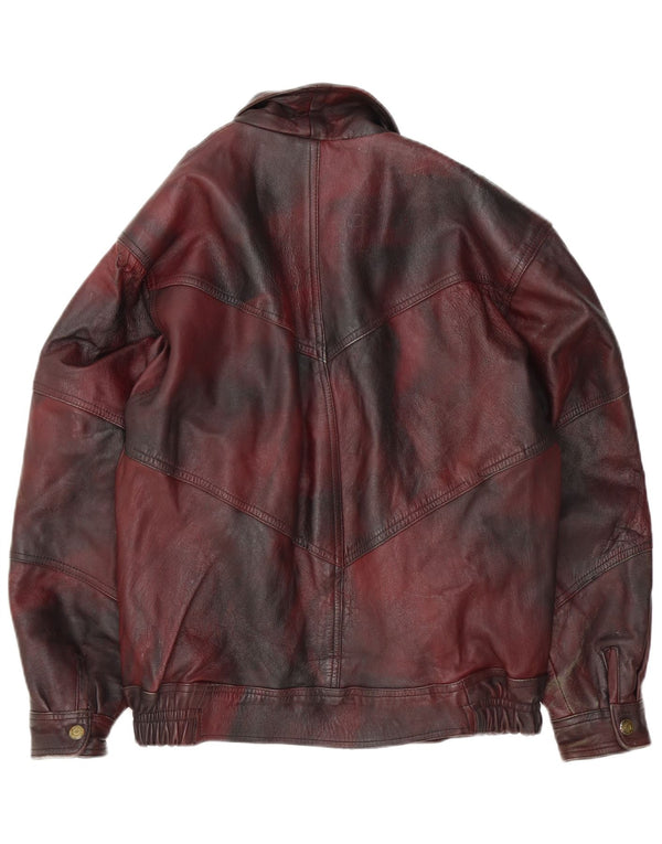 Vintage Ανδρικό Δερμάτινο Μπουφάν UK 42 XL Burgundy Tie Dye