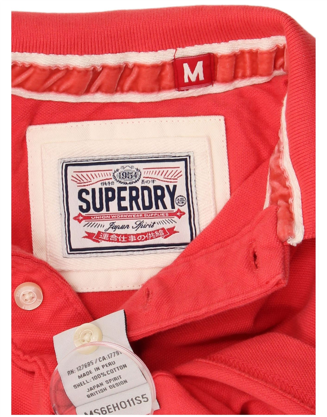 Ανδρικό πουκάμισο πόλο SUPERDRY Μεσαίο κόκκινο βαμβακερό