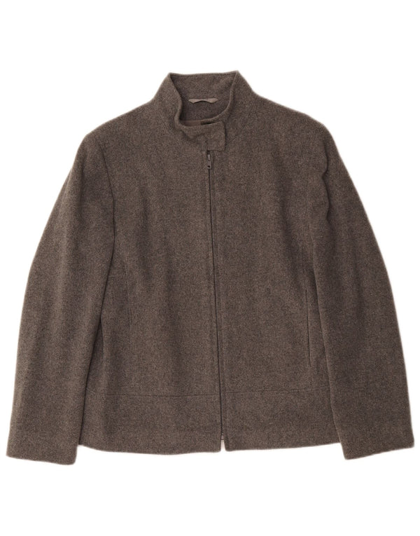 Marks & Spencer Womens Oversized Bomber Jacket UK 10 Small Grey Wool