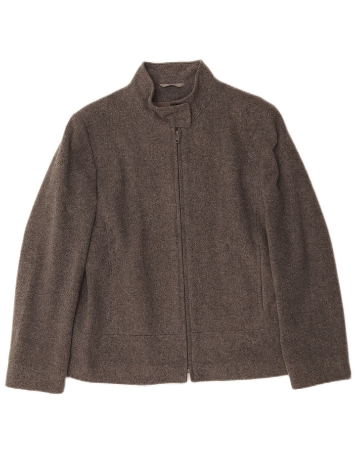 Marks & Spencer Womens Oversized Bomber Jacket UK 10 Small Grey Wool