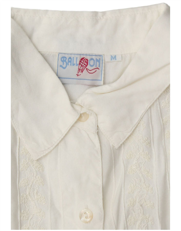 BALLOON Womens Short Sleeve Shirt Blouse UK 14 Medium White Viscose