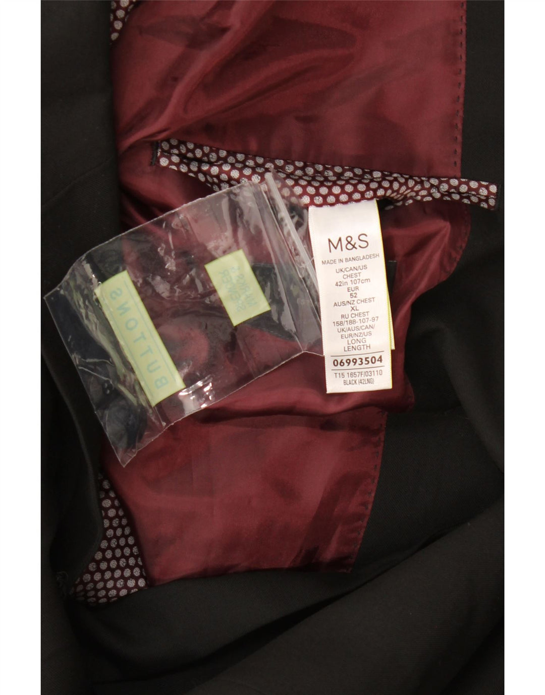 Marks & Spencer Ανδρικό Longline 2 Button Jacket UK 42 XL Black