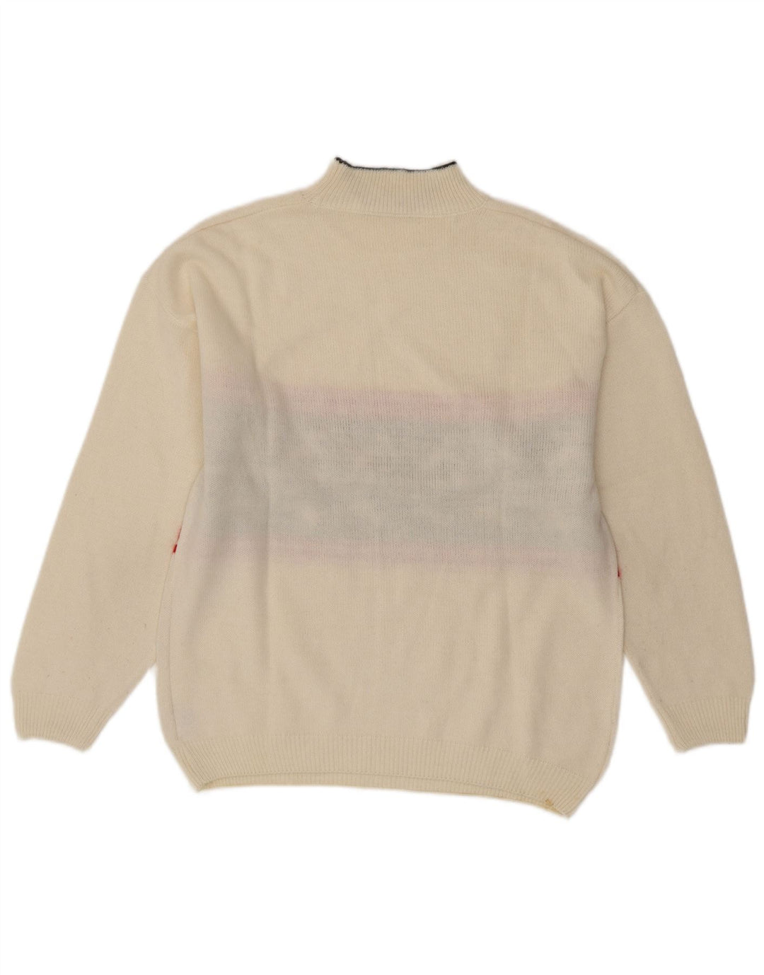 VINTAGE Γυναικείο πουλόβερ με λαιμό χελώνα UK 16 Large White Fair Isle