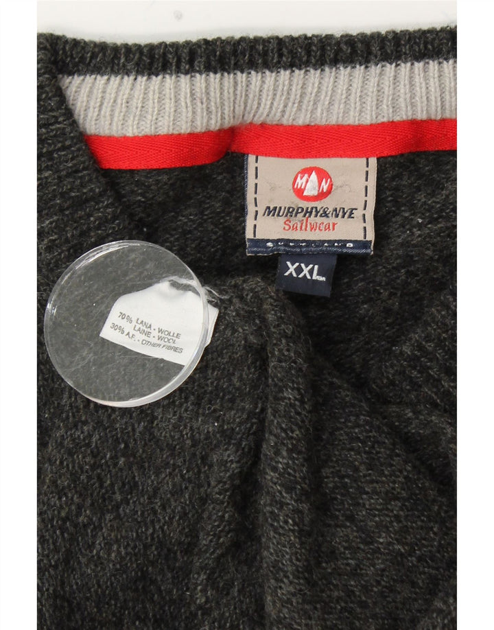 MURPHY & NYE Ανδρικό πουλόβερ με λαιμόκοψη 2XL μαύρο μάλλινο