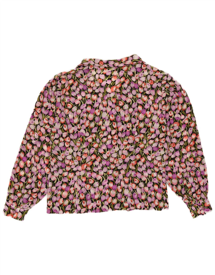 Vintage γυναικείο πουκάμισο μπλούζα UK 12 Medium πολύχρωμο Floral