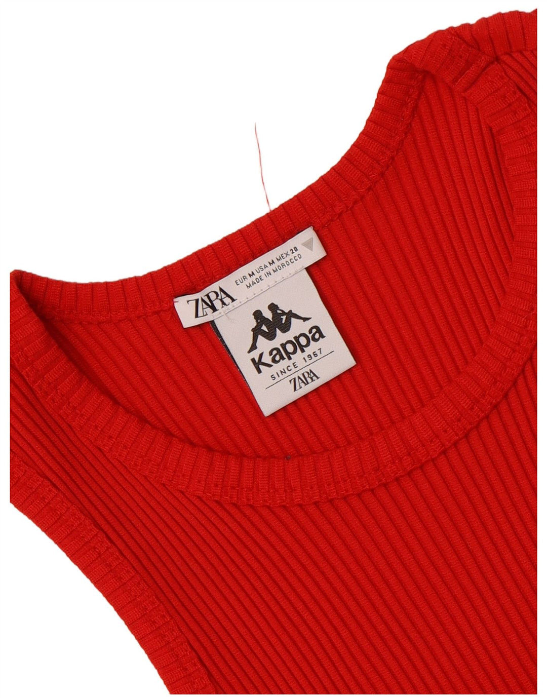 Zara X Kappa Γυναικείο Crop Vest Top UK 12 Medium Red