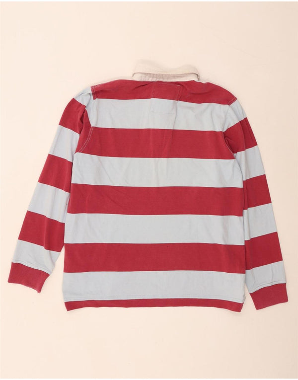 Crew Clothing Ανδρικό μακρυμάνικο μπλουζάκι ράγκμπι πόλο XL ροζ βαμβακερό ριγέ