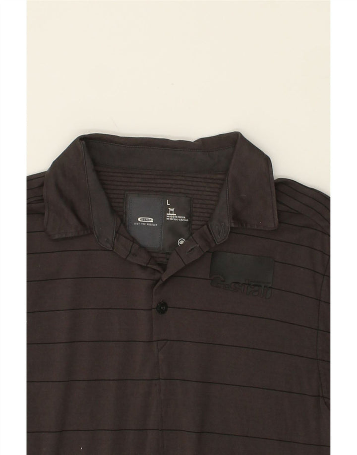 G-STAR Mens Polo Shirt Large Grey Striped Cotton Vintage G-Star and Second-Hand G-Star from Messina Hembry 