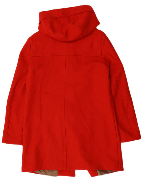 Benetton Γυναικείο παλτό Duffle με κουκούλα UK 12 μεσαίο κόκκινο μαλλί