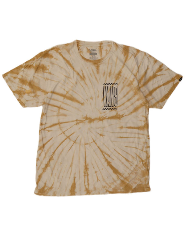 VANS Ανδρικό γραφικό μπλουζάκι Classic Fit Top Large Beige Tie Dye Cotton