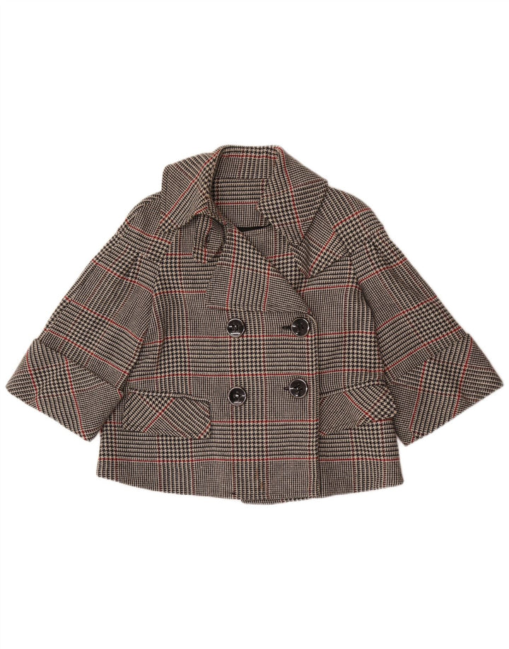 Zara Γυναικείο κοντό διπλό μπουφάν σακάκι UK 14 Medium Grey καρό