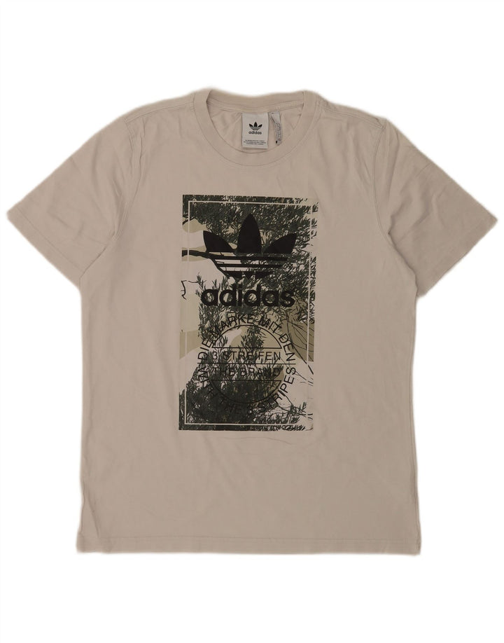 Ανδρικό γραφικό T-Shirt Adidas Top από μεσαίο λευκό βαμβακερό