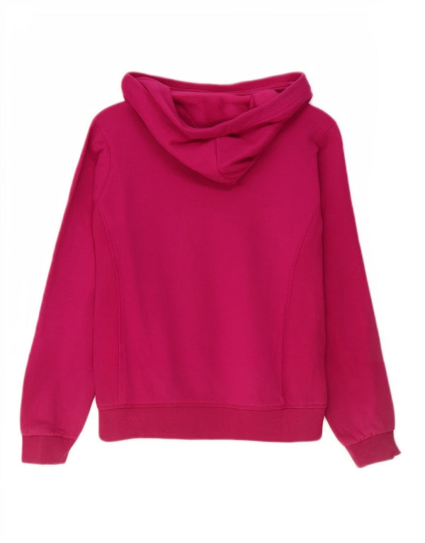 Champion Girls Graphic Hoodie Jumper 9-10 Years Medium Pink Cotton Sports