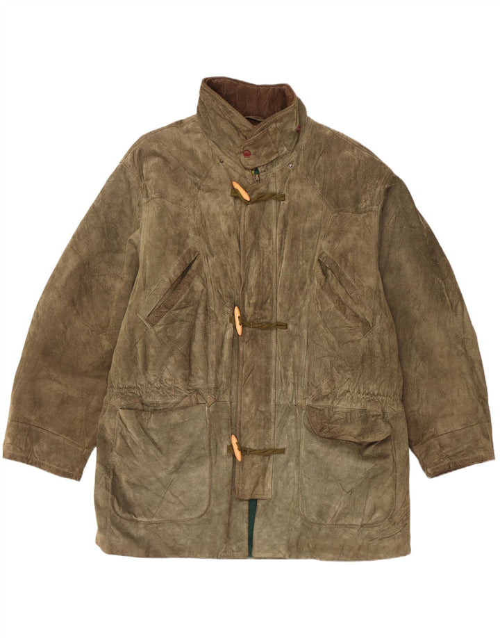 Vintage Γυναικείο Suede Duffle Coat UK 42 XL Khaki