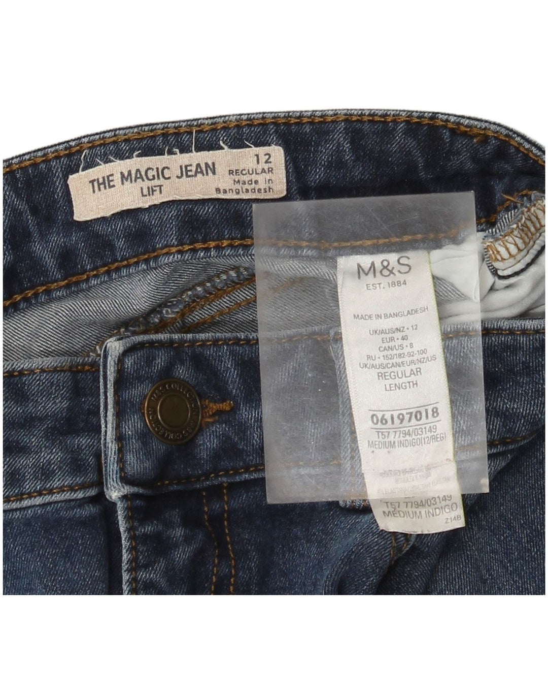 Marks & Spencer Γυναικείο κανονικό τζιν UK 12 Medium W30 L28 Μπλε βαμβακερό