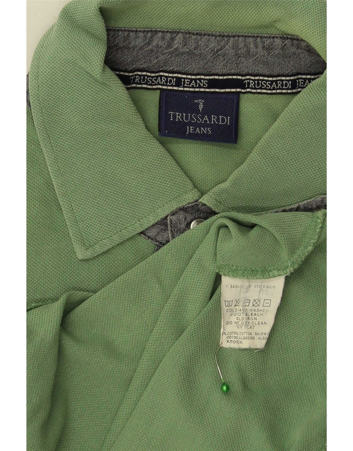 Trussardi Jeans Ανδρικό Πόλο Μπλουζάκι Μεσαίο Πράσινο Βαμβακερό