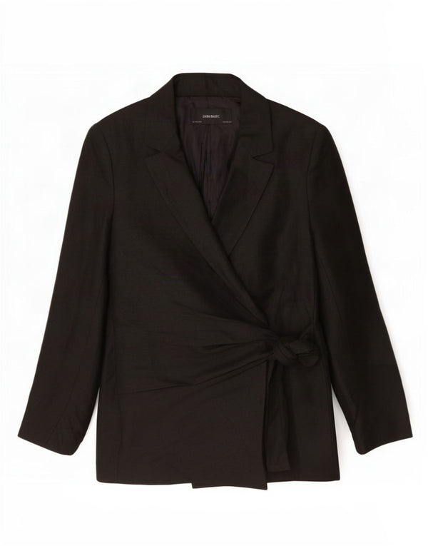 Zara Γυναικείο Μπουφάν Blazer Wrap UK 16 Large Black Viscose