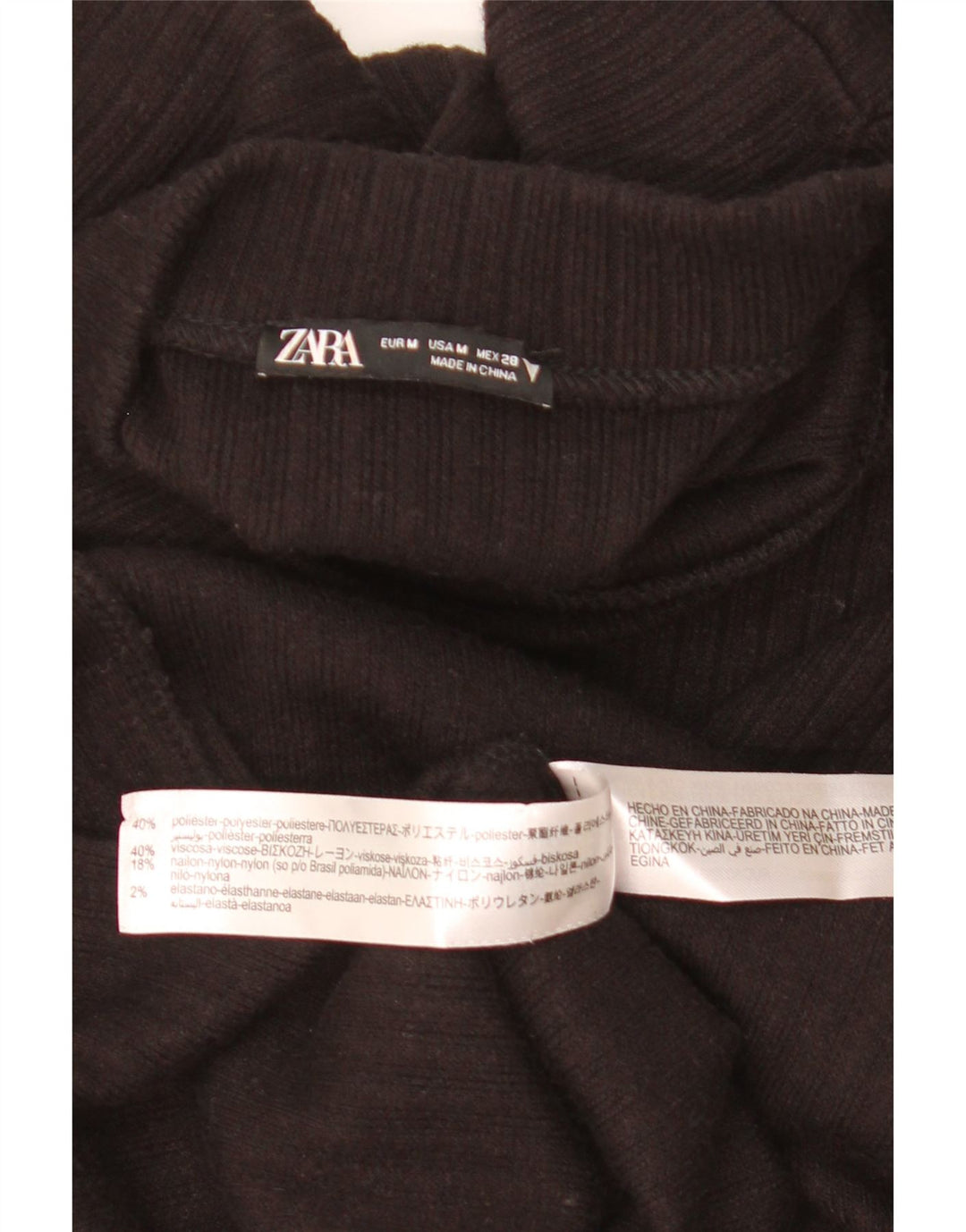 Γυναικείο μακρυμάνικο φόρεμα Zara UK 12 Μεσαίο μαύρο πολυεστέρα