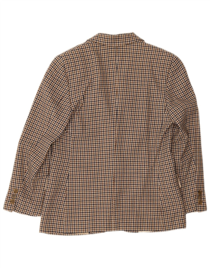 AQUASCUTUM Womens 2 Button Blazer Jacket IT 42 Medium Brown Houndstooth