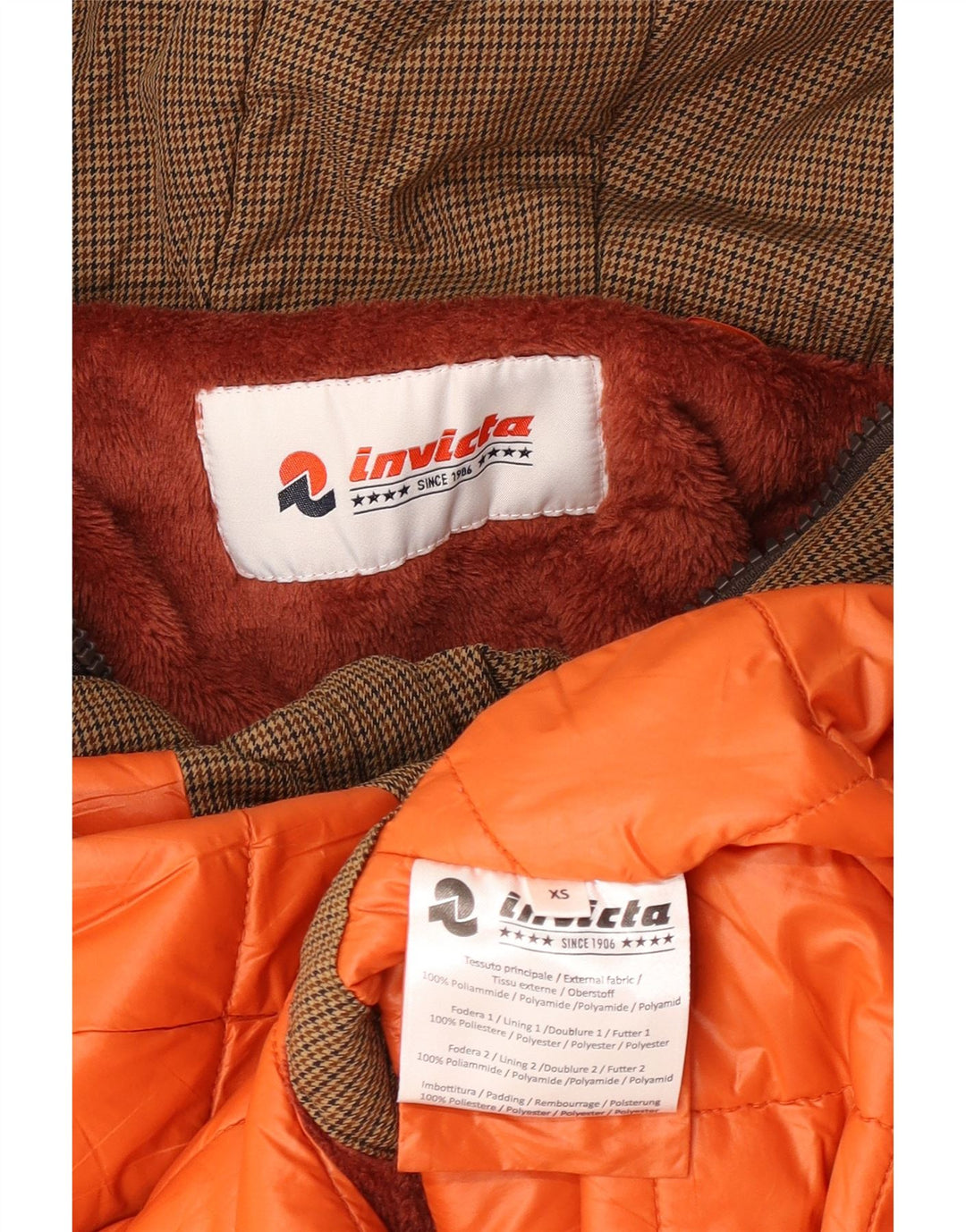 Invicta γυναικείο μπουφάν Parka με κουκούλα UK 6 XS καφέ Houndstooth Polyamide