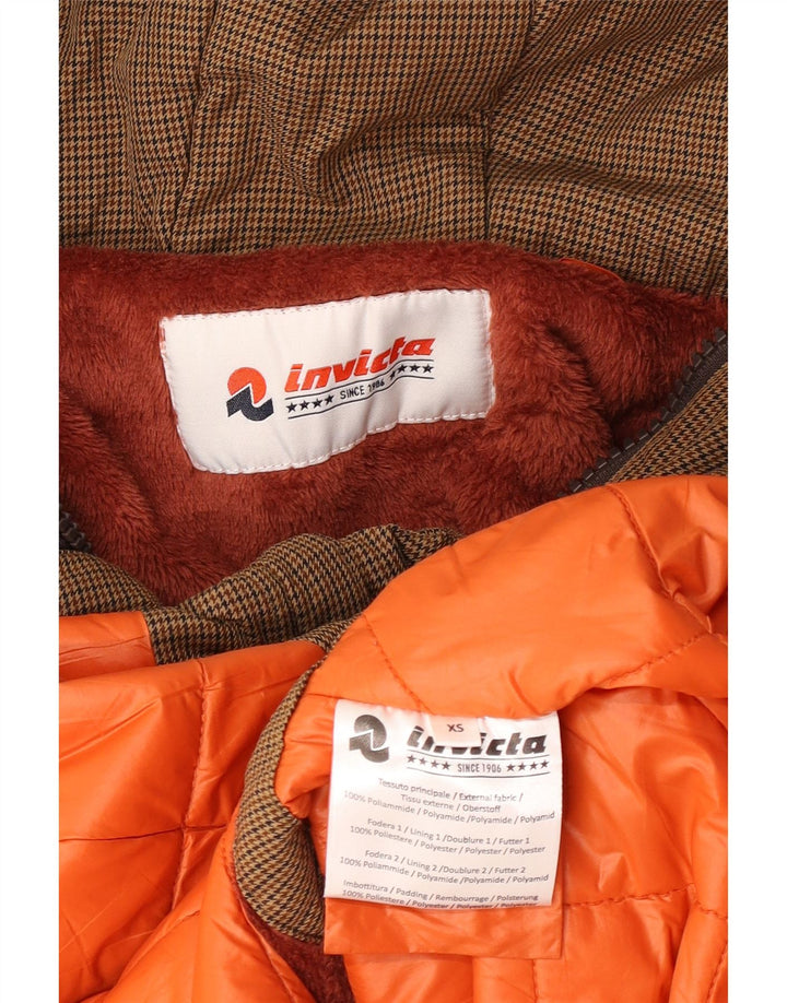 Invicta γυναικείο μπουφάν Parka με κουκούλα UK 6 XS καφέ Houndstooth Polyamide