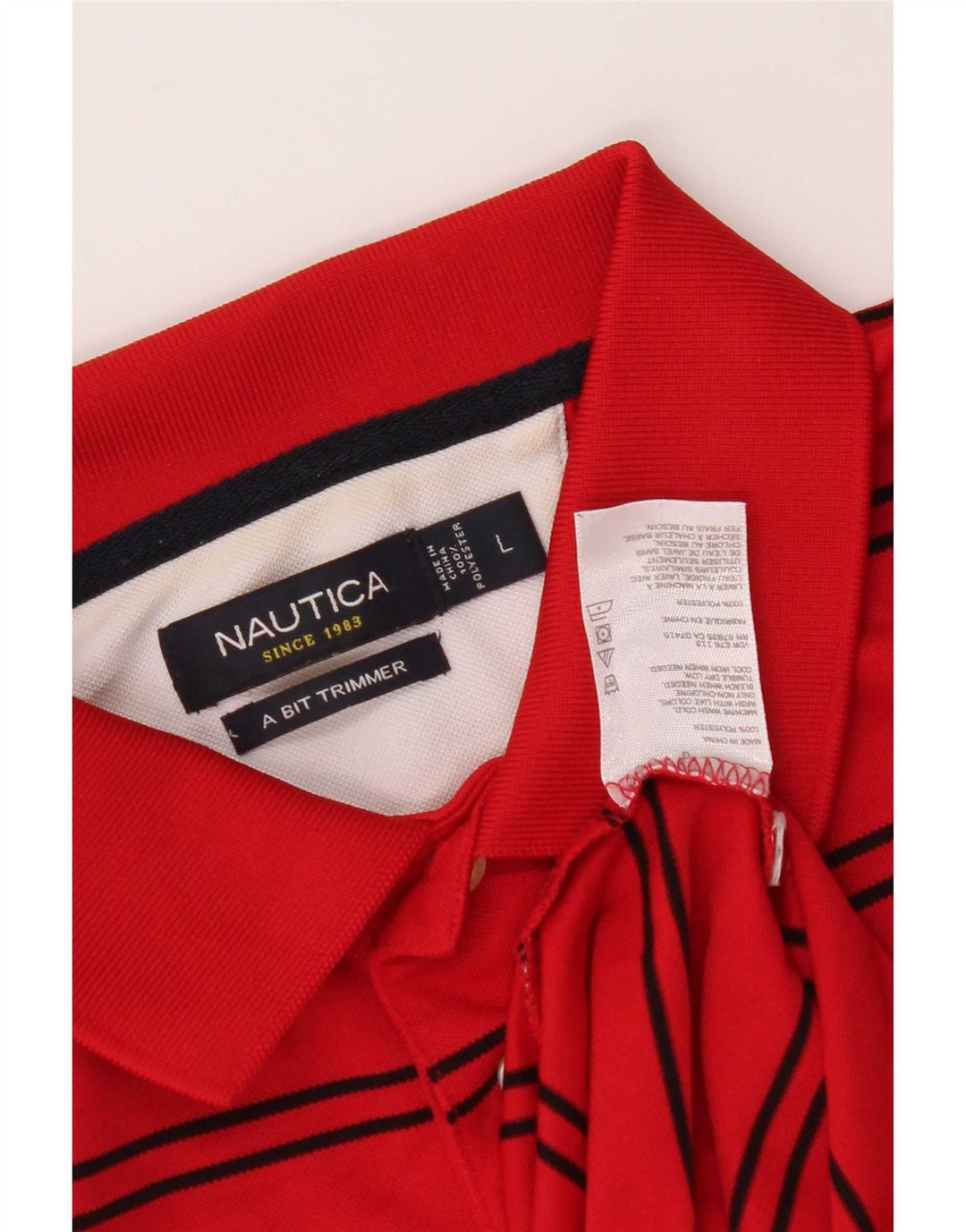 Ανδρικό πουκάμισο πόλο Nautica Μεγάλο κόκκινο ριγέ πολυεστέρα