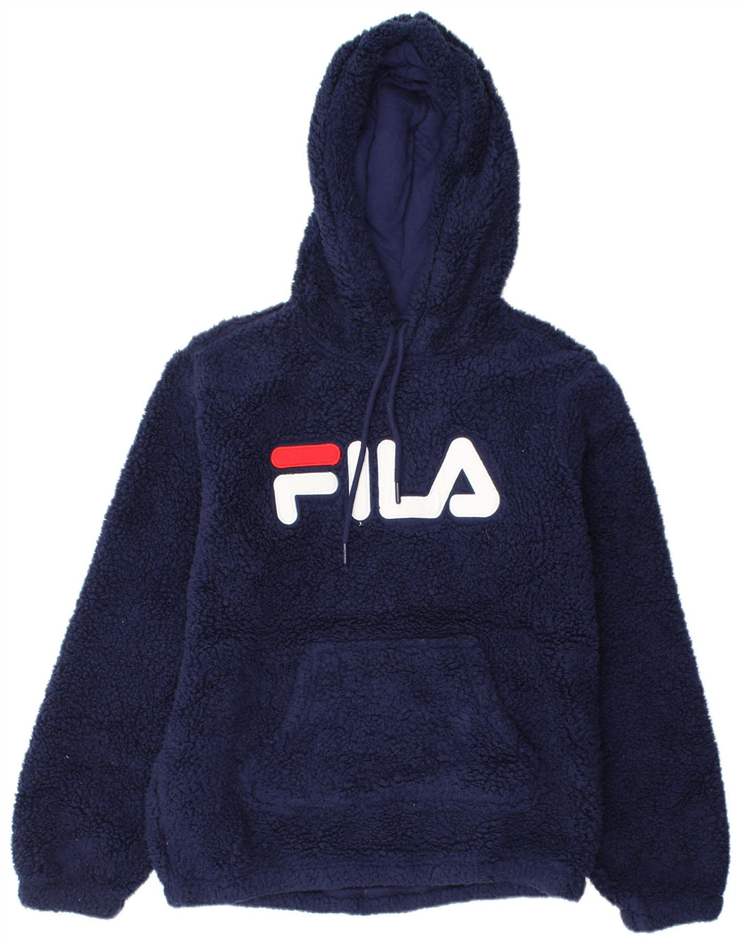 FILA Γυναικεία γραφικά Fleece Hoodie Jumper UK 14 Medium Navy Blue Polyester
