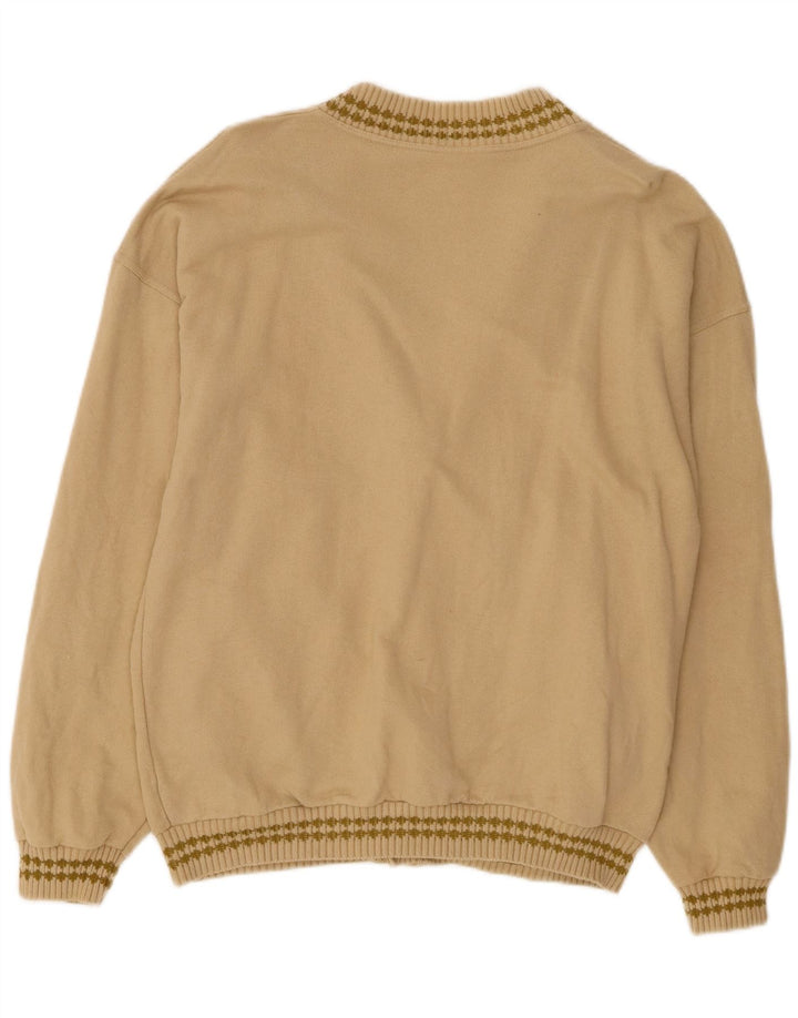 VINTAGE Mens Cardigan Sweater XL Beige Cotton Vintage Vintage and Second-Hand Vintage from Messina Hembry 