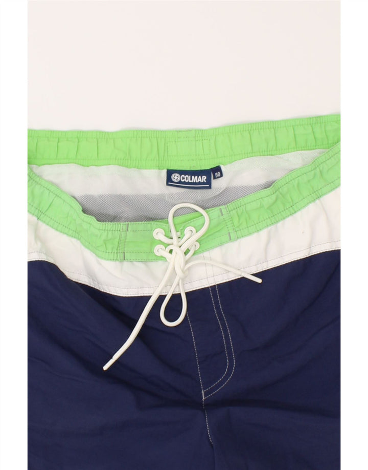 COLMAR Mens Swimming Shorts IT 50 Medium Blue Colourblock Polyamide Vintage Colmar and Second-Hand Colmar from Messina Hembry 