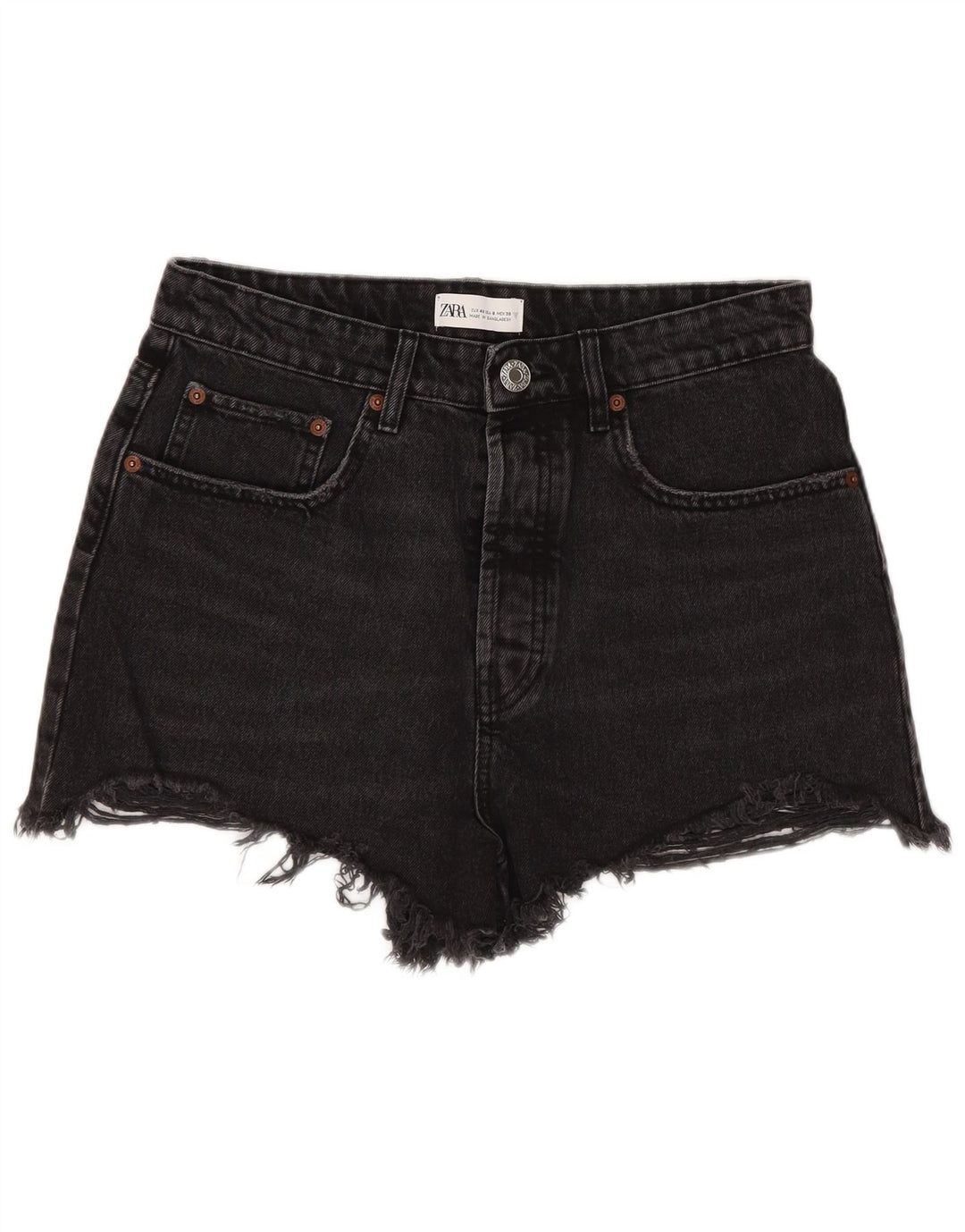Zara Γυναικείο Ψηλόμεσο Τζιν Σορτς EU 40 Medium W30 Μαύρο
