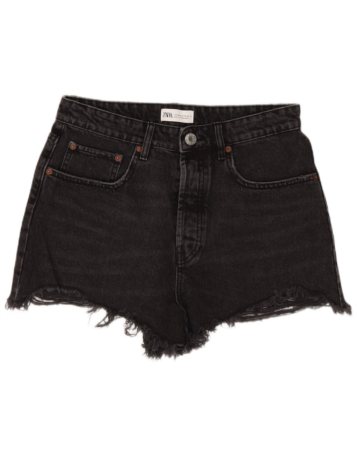 Zara Γυναικείο Ψηλόμεσο Τζιν Σορτς EU 40 Medium W30 Μαύρο